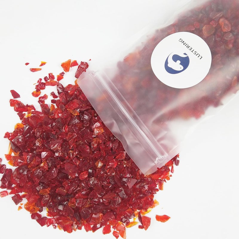 LUSTERING High Luster Crushed Glass Glitter, 6-9mm Fire Glass, Broken Glass, Glass Chips for Fire Pit Crafts DIY Epoxy Resin Art, Geode Painting, Vase Filler, Aquarium Garden Decoration,330g (Red) - Image 5